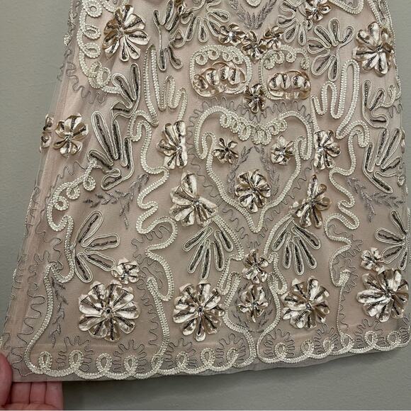 Sue Wong Beaded Embellished Illusion Back Sheath Mini Dress 6 - Picture 4 of 12